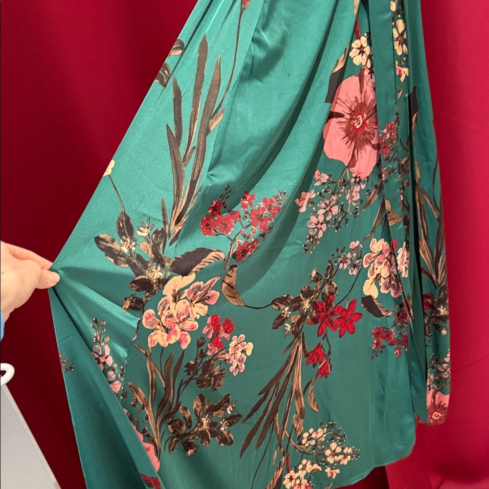 Lulu's Teal Floral Maxi Dress - Picture 4 of 5